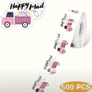 Pink Happy Mail Stickers - 500 Count